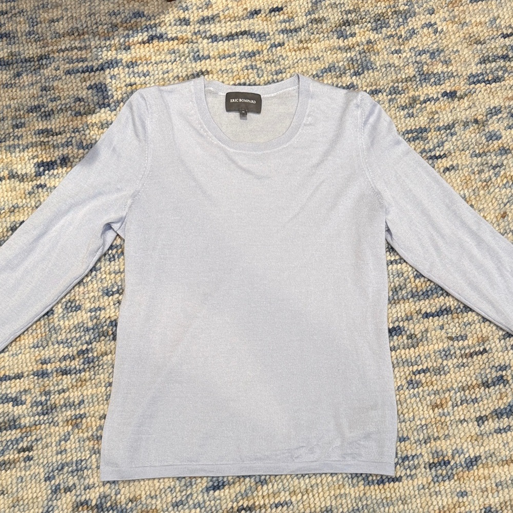 Eric Bompard Light Blue/Gray 3/4 Sleeve Top